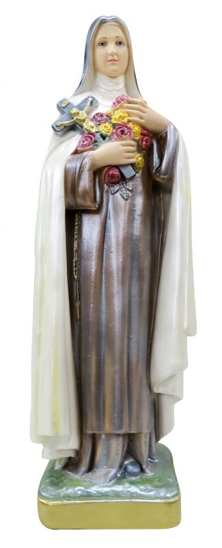 statua santa teresa in gesso madreperlato dipinta a mano - 60 cm