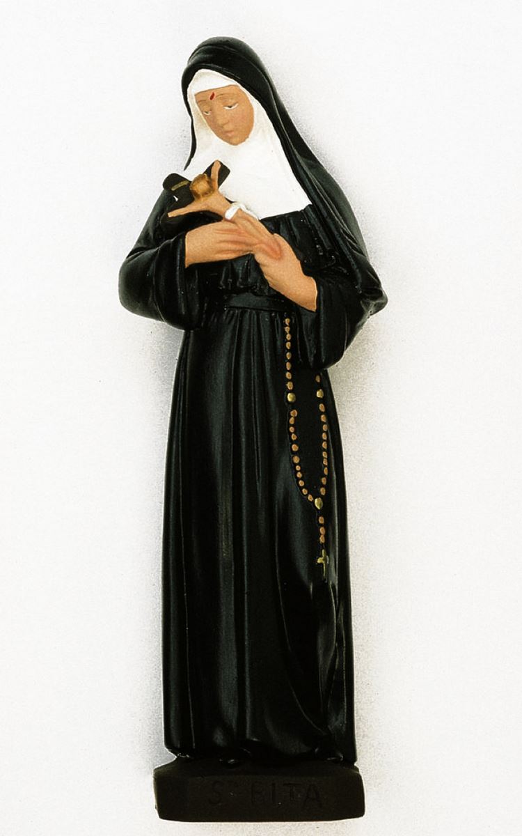 statua da esterno di santa rita da cascia in materiale infrangibile, dipinta a mano, da circa 30 cm