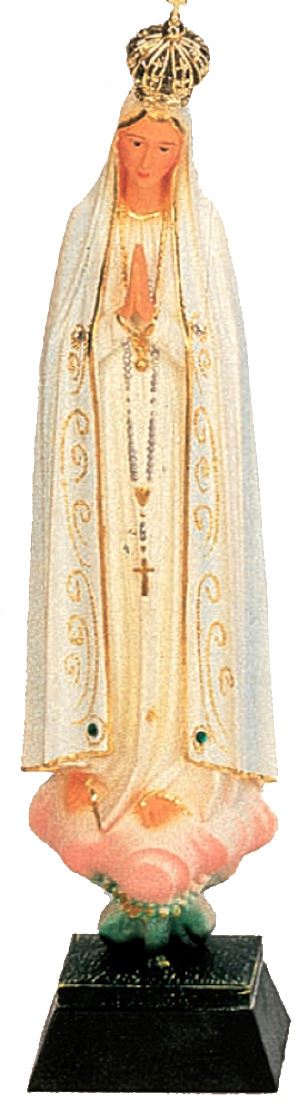statua madonna di fatima dipinta a mano con decorazioni color oro e strass (circa 22 cm)