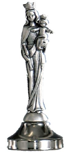 statuetta madonna ausiliatrice in metallo argentato con calamita - 5 cm