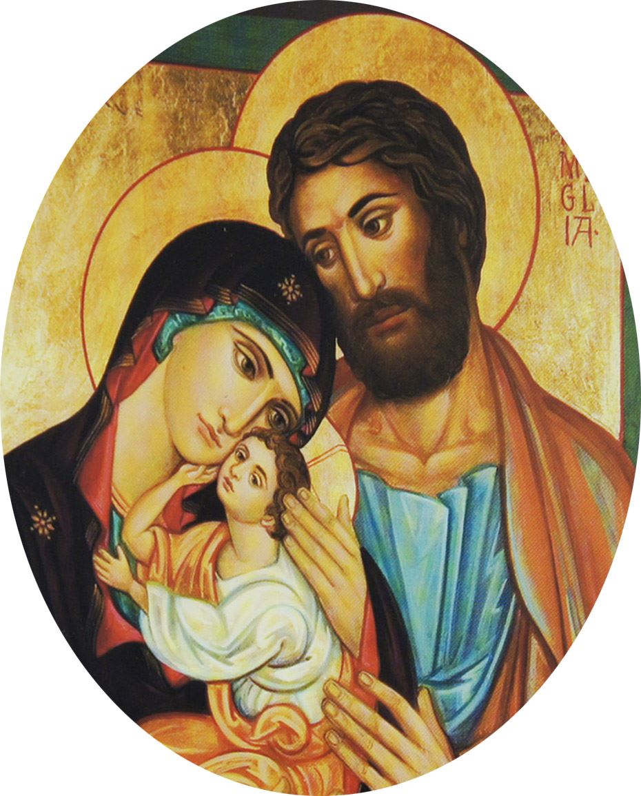 quadro icona sacra famiglia stampa su legno - 14 x 11 cm