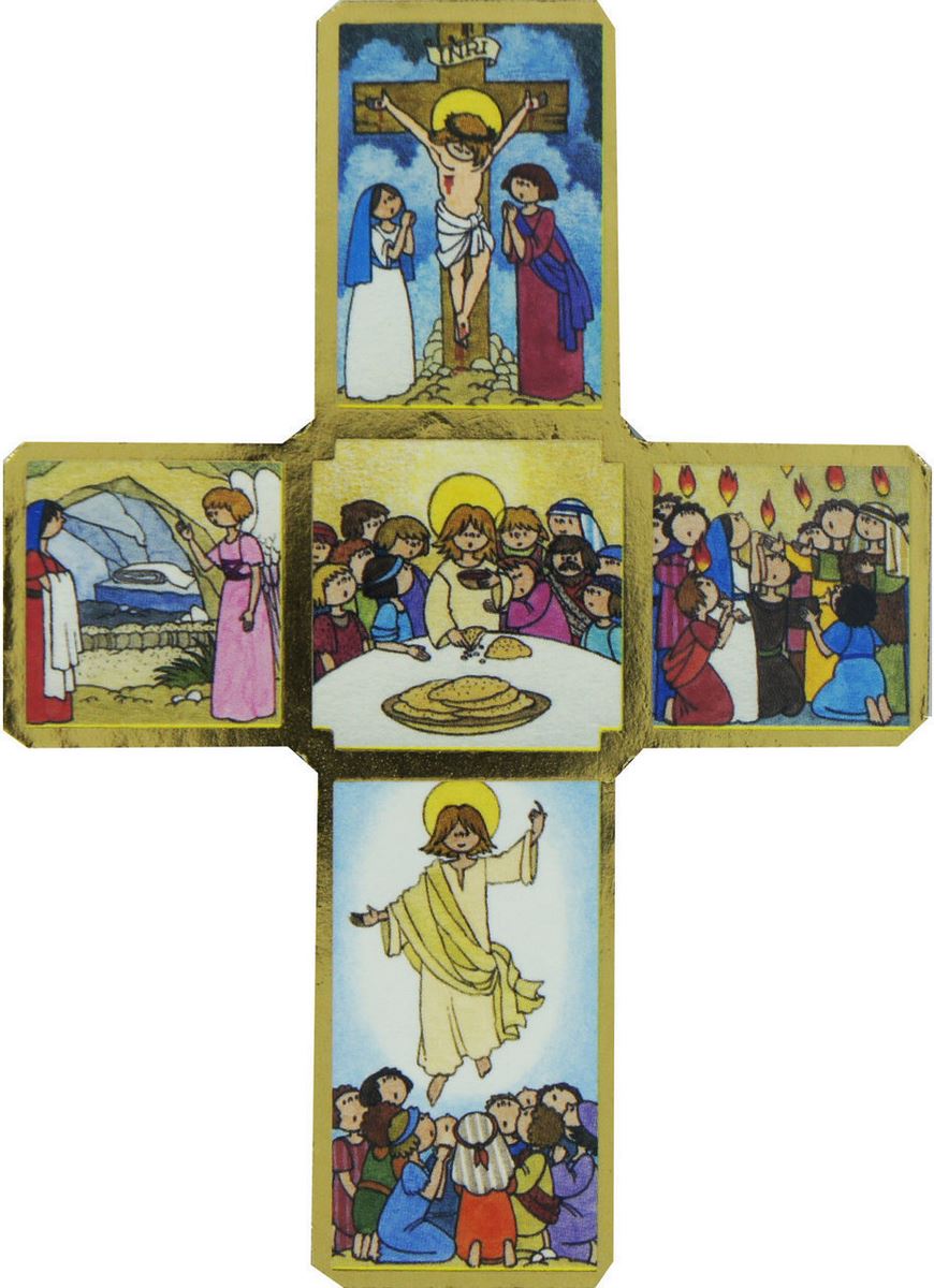 Regalo comunione crocifisso passione di cristo per bambini stampa su legno  - 15 x 11 cm Comunione