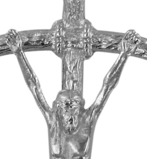 Crocifisso pastorale giovanni paolo ii da parete in metallo argentato - 14  cm Crocifissi