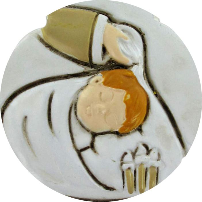 bomboniera battesimo: croce in resina bianca con stelle - 8,5 cm