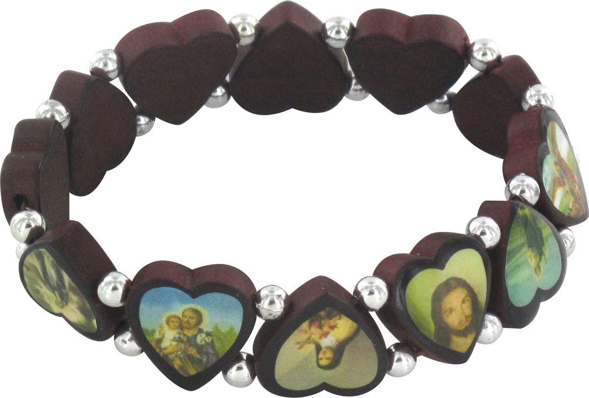 braccialetto in legno a forma di cuore con 12 immagini