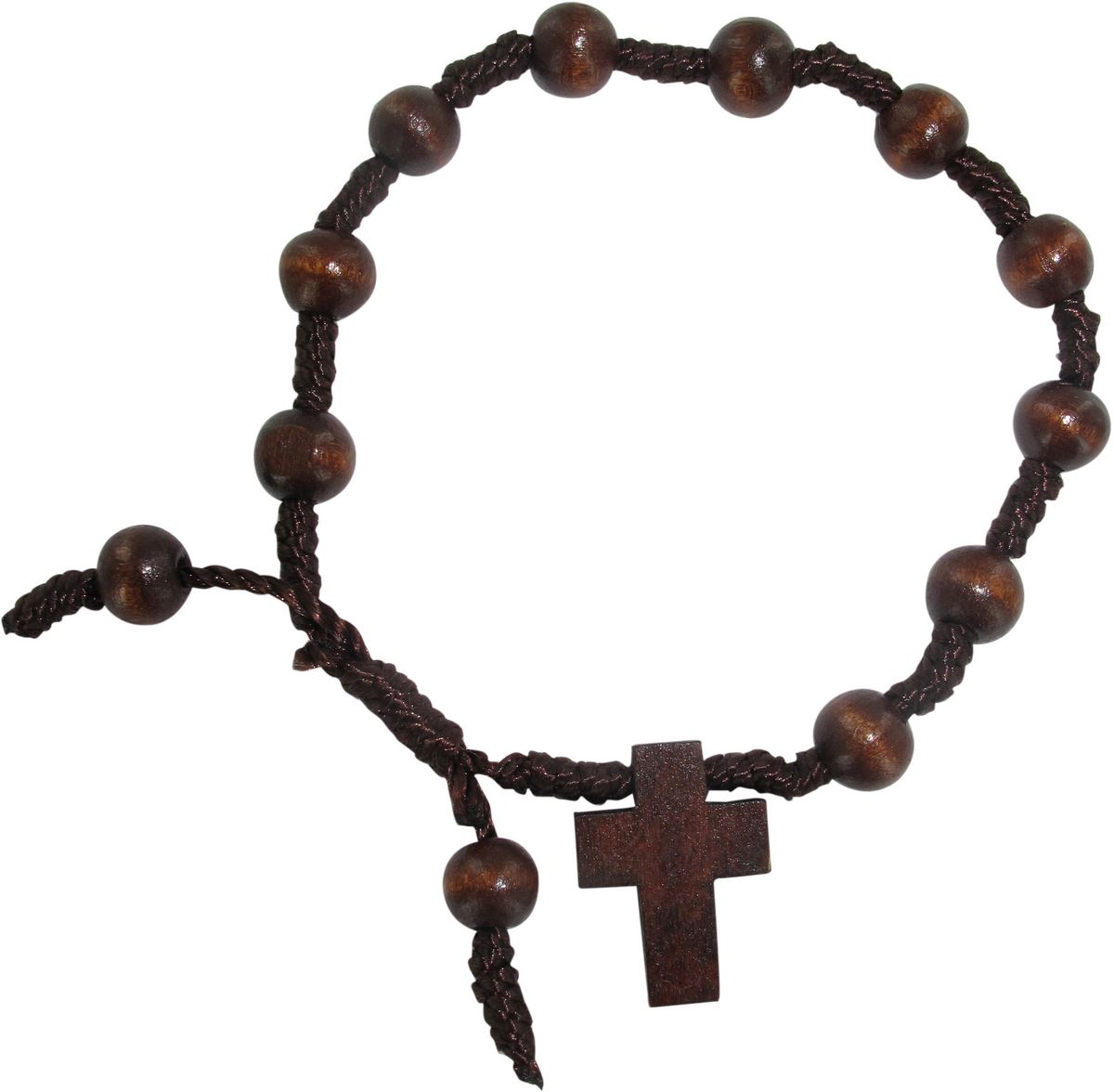 stock: braccialetto in corda con grani in legno diametro mm 7 - marrone