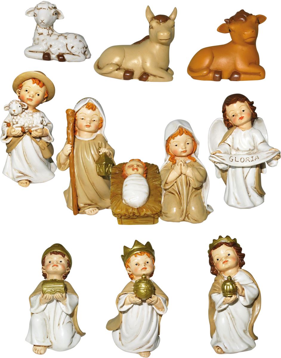 Presepe per bambini set statuine natività in resina con 11 personaggi fino  a 9 5 cm d'altezza Articoli regalo Natale
