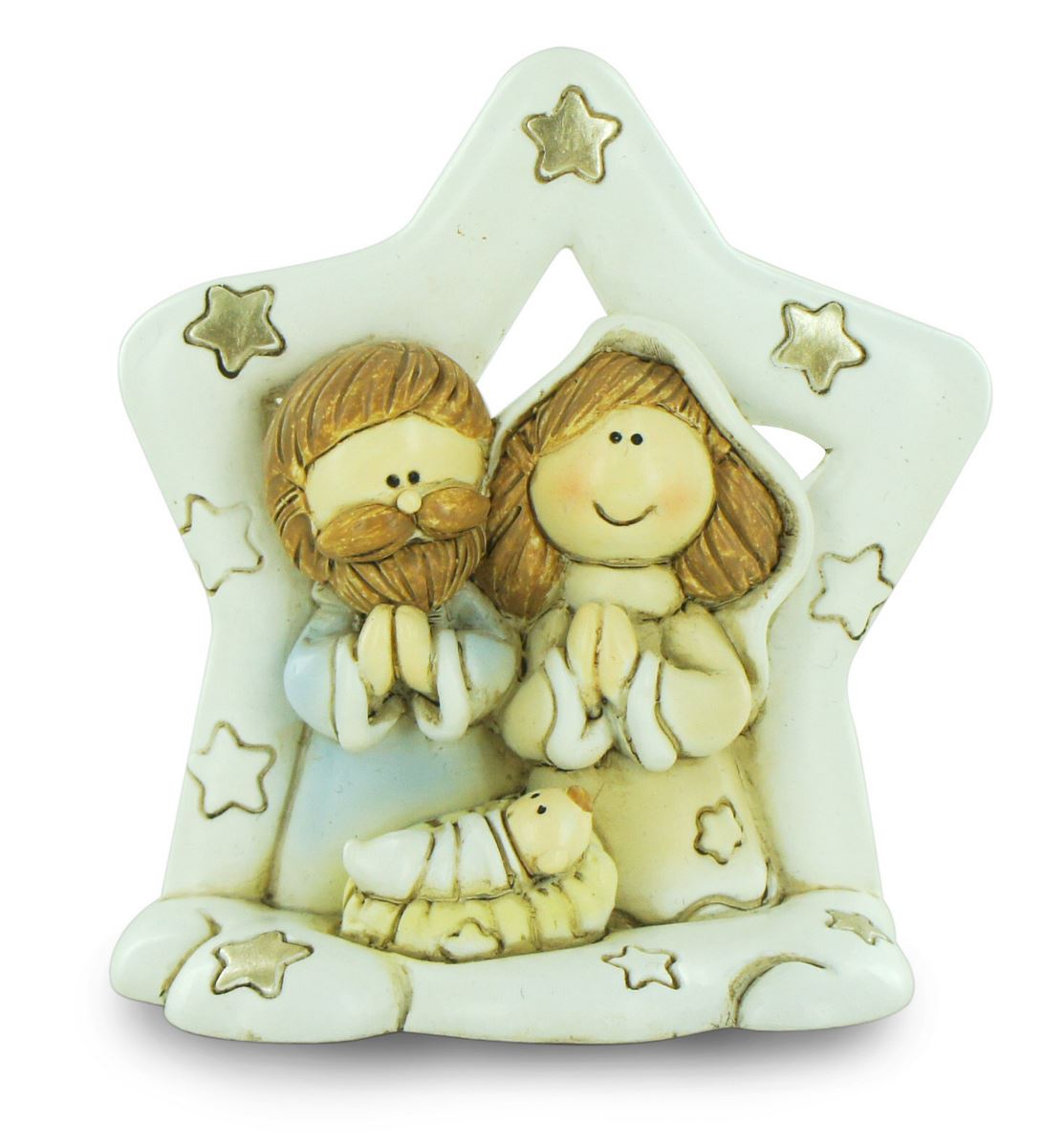 Natività in resina colorata decorazione natalizia/soprammobile a stella  piccolo presepe con sacra famiglia 8 x 5 cm Articoli regalo per Natale