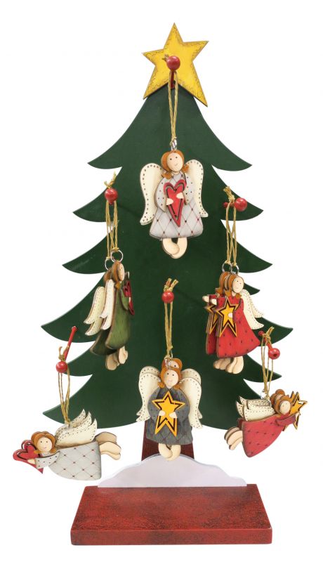 Addobbi natalizi albero 48 angeli in legno con espositore a forma di natale  Articoli regalo per Natale