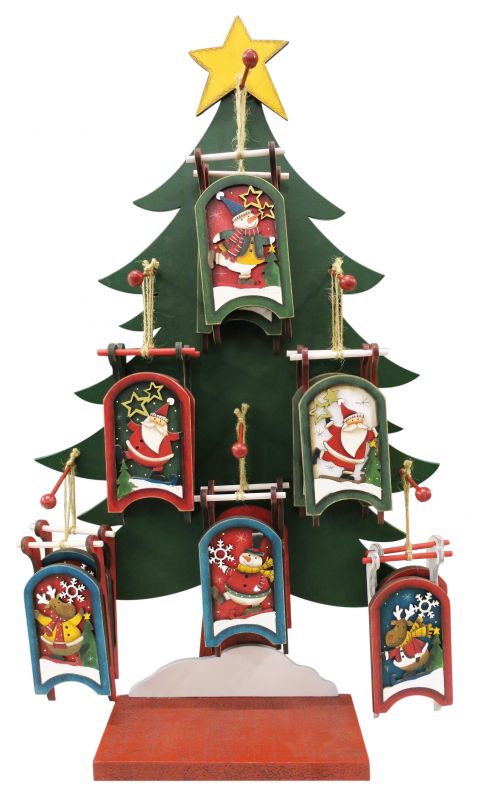 Addobbi natalizi albero 36 babbo natale in legno con espositore a forma di  Articoli regalo per Natale
