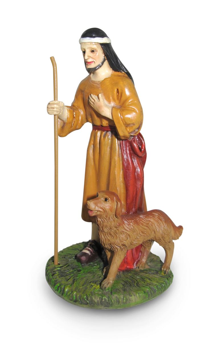 ferrari & arrighetti statuine presepe, statuina pastore con cane per presepe da 10 cm, statuina pastore per presepe classico / tradizionale, resina dipinta a mano