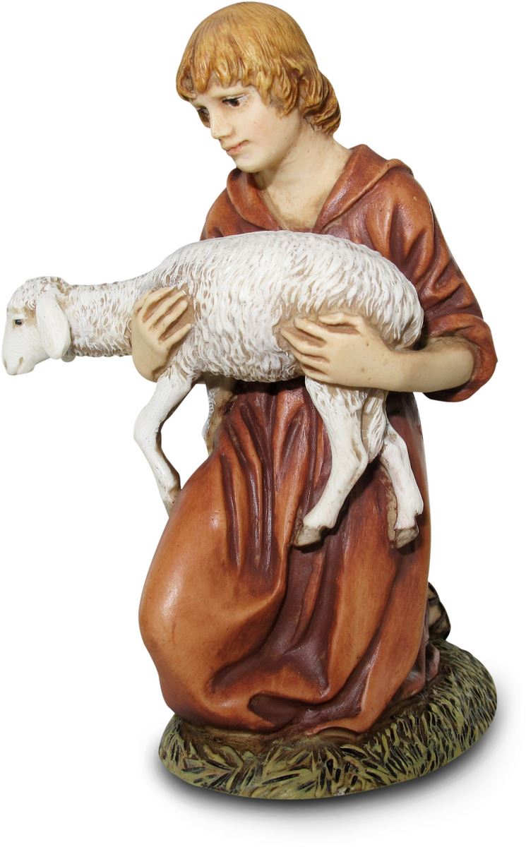 Statuine presepe pastore in ginocchio con agnello linea martino landi per  da cm 12 Presepe Landi
