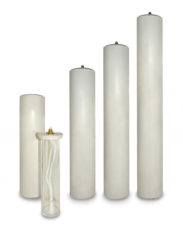 candela a cera liquida con cartuccia diam. 6 cm per candela alta 120 cm