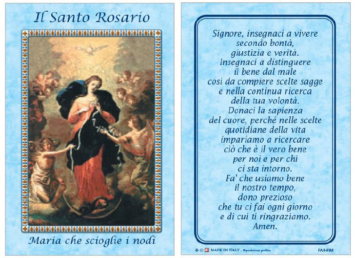 Libretto mini "santo rosario" cm 6 5 x 9 - maria che scioglie i nodi Santini