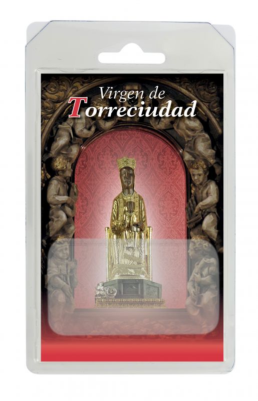 rosario semicristallo rosso vergine di torreciudad con preghiera in spagnolo