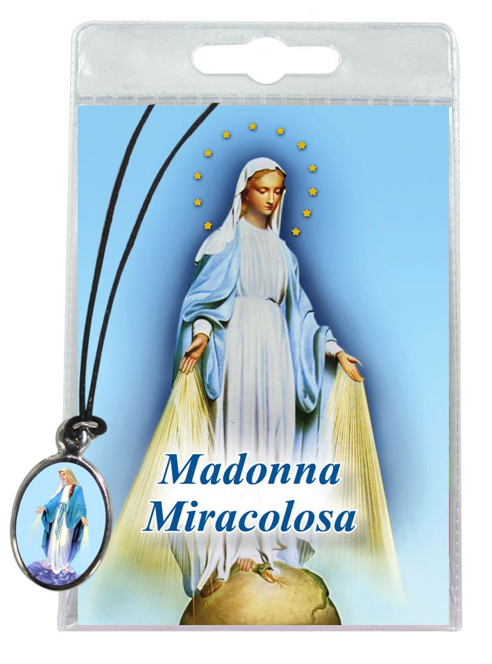 medaglia miracolosa con laccio e preghiera in italiano