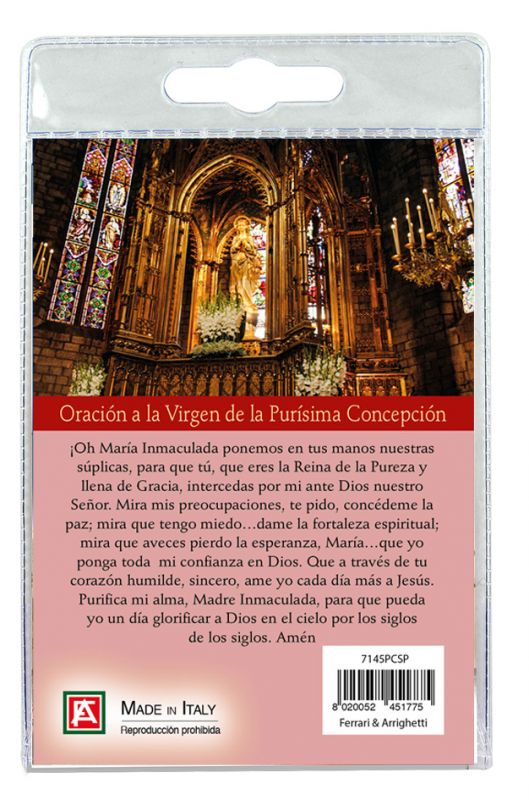 calamita basilica de la purissima concepcion in metallo nichelato con preghiera in spagnolo