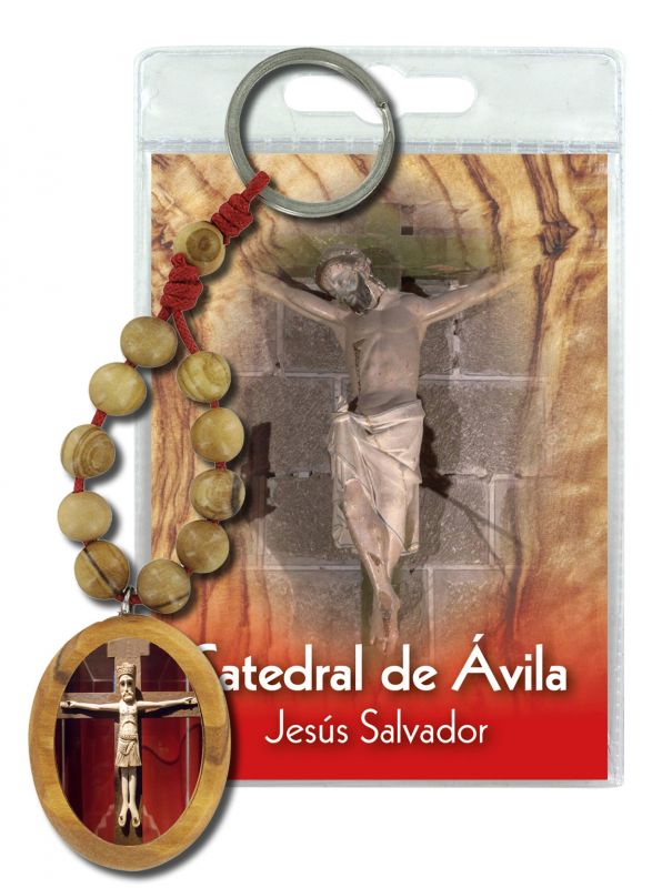 portachiavi catedral de avila con decina in ulivo e preghiera in spagnolo