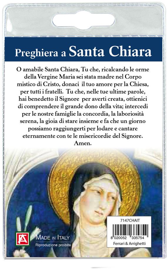 portachiavi santa chiara con preghiera in italiano