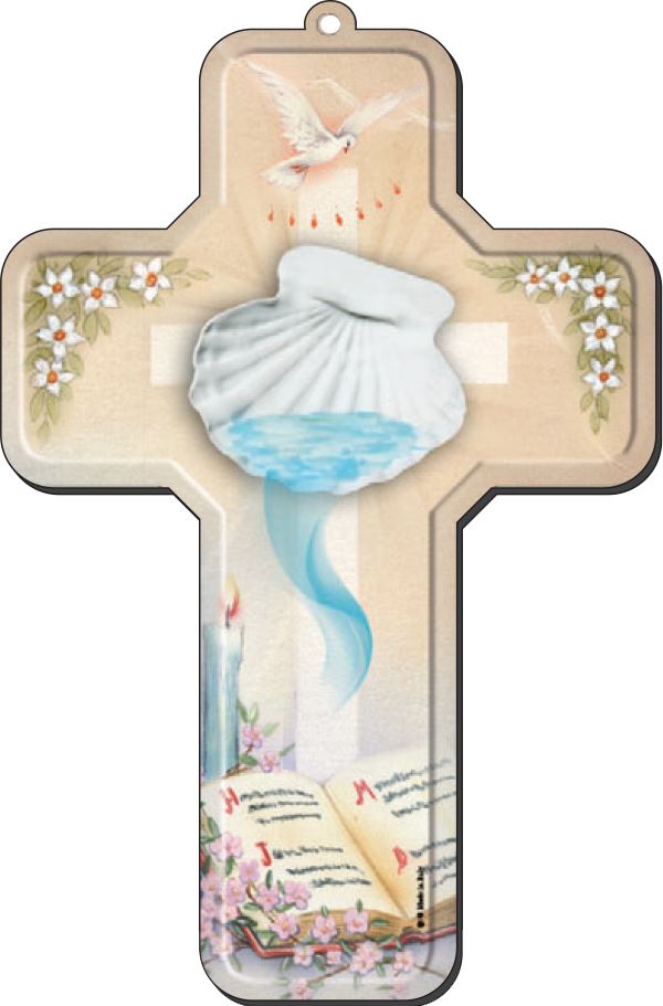 crocifisso regalo per battesimo con preghiera in inglese - 12 x 18 cm