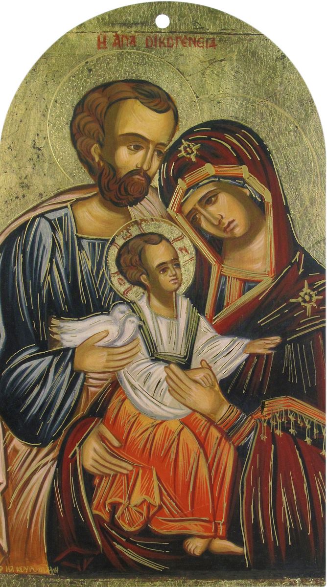 cartoncino benedizione delle famiglie con tavoletta a cupola s.famiglia in legno - italiano