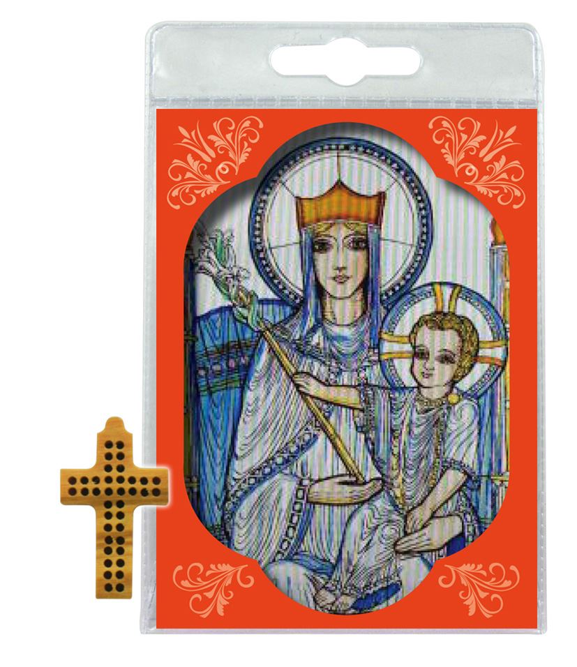 croce in legno di ulivo cm 3 in blister (a)con preghiera in inglese