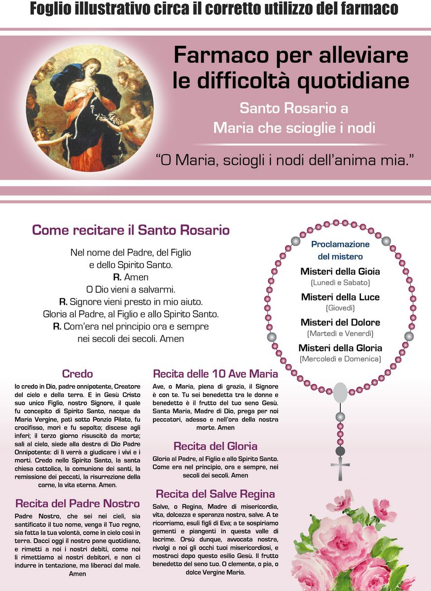 Rosario di maria che scioglie i nodi idea regalo originale ''infermeria  dell'anima'' lingua italiana Santini