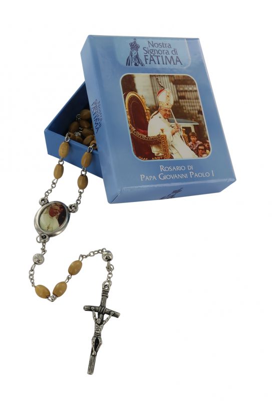 rosario di papa giovanni paolo i con grani allungati in legno, Ø 5,5 mm