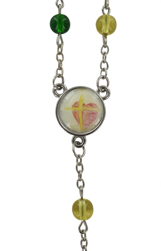 rosario delle missioni con grani in vetro multicolore, Ø 6,5 mm