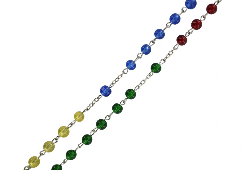 rosario delle missioni con grani in vetro multicolore, Ø 6,5 mm