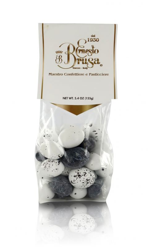 Confetti con mandorla tostata ricoperta di cioccolato bianco al gusto  liquirizia bianchi/neri - linea i golosi 155 g Prodotti dei Monasteri