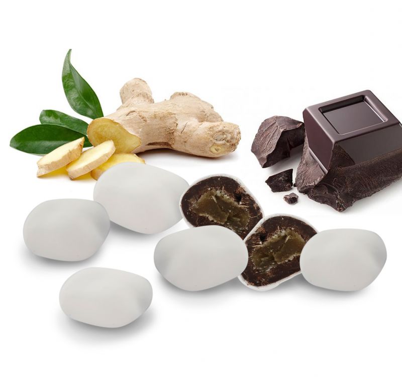 confetti con zenzero candito ricoperto di cioccolato fondente, bianchi - linea 
