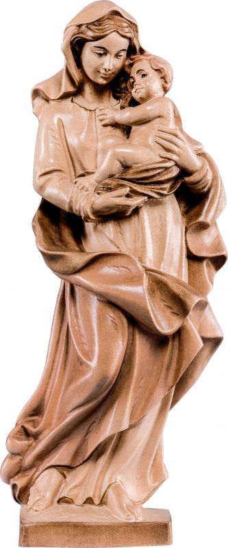 statua della madonna dei nomadi da 70 cm in legno, 3 toni di marrone - demetz deur