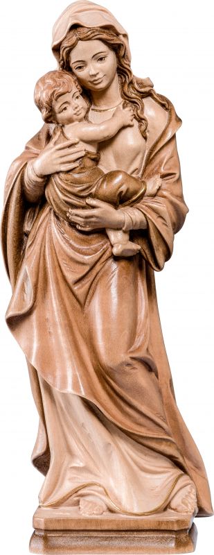 statua della madonna tirolese in legno di tiglio, 3 toni di marrone, linea da 60 cm - demetz deur