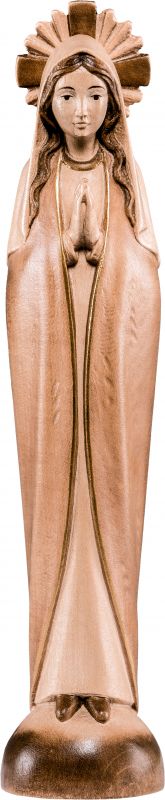 statua della madonna stilizzata, linea da 25 cm, in legno, 3 toni di marrone - demetz deur