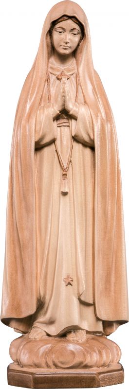 statua della madonna di fátima in legno, 3 toni di marrone, linea da 10 cm - demetz deur