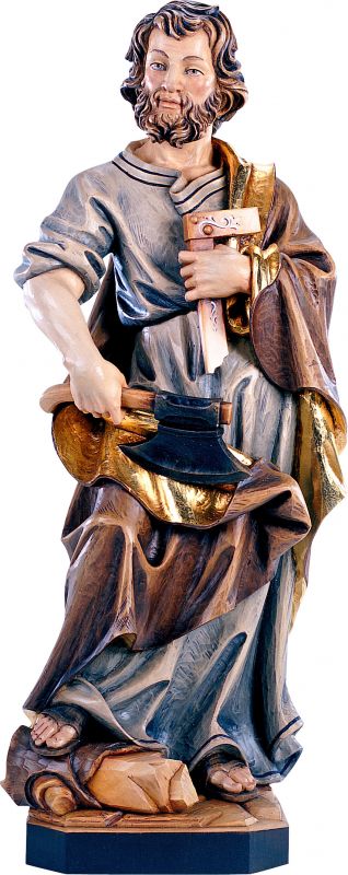statua di s. giuseppe artigiano in legno dipinto a mano, linea da 15 cm - demetz deur