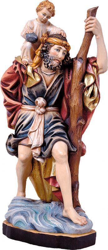 san cristoforo duomo di colonia - demetz - deur - statua in legno dipinta a mano. altezza pari a 60 cm.