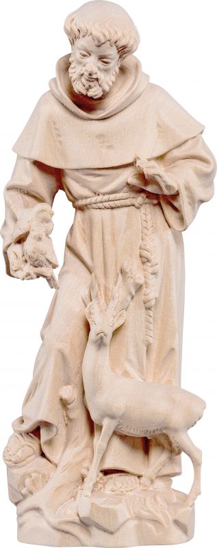 statua di san francesco d'assisi in legno naturale, linea da 20 cm - demetz deur