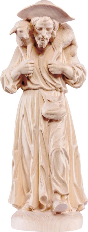 buon pastore - demetz - deur - statua in legno dipinta a mano. altezza pari a 35 cm.
