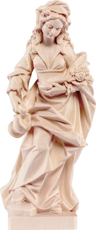 statua santa elisabetta con rose - demetz - deur - statua in legno dipinta a mano. altezza pari a 30 cm.