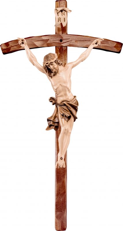 Crocifisso cristo delle alpi bianco con croce pastorale - demetz deur  statua in legno dipinta a mano altezza pari 15 cm Crocifissi