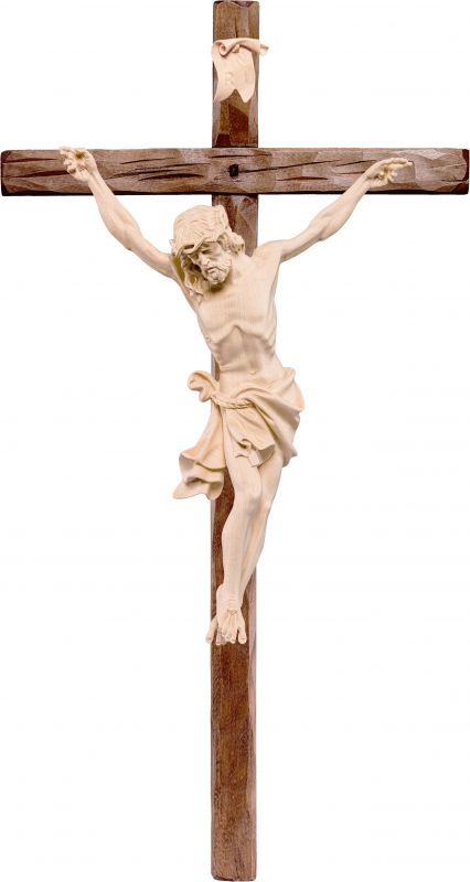 Crocifisso cristo delle alpi bianco con croce diritta - demetz deur statua  in legno dipinta a mano altezza pari 80 cm Crocifissi