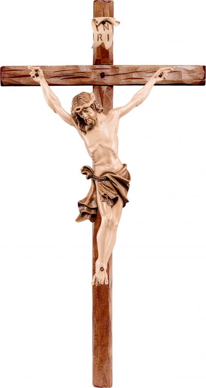 Crocifisso cristo delle alpi bianco con croce diritta - demetz deur statua  in legno dipinta a mano altezza pari 12 cm Crocifissi