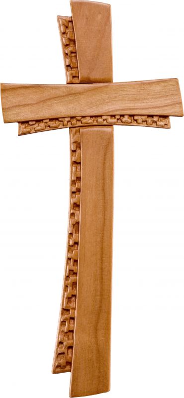 crocifisso croce deco ciliegio - demetz - deur - croce in legno dipinta a mano. altezza pari a 28 cm.