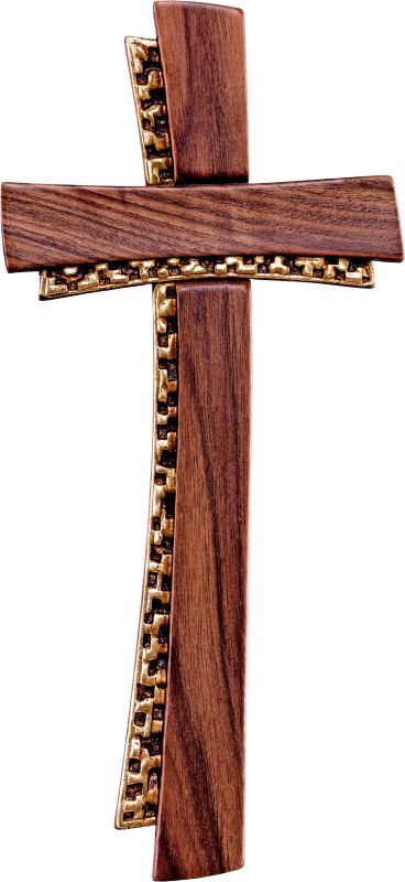 crocifisso croce deco noce - demetz - deur - croce in legno dipinta a mano. altezza pari a 38 cm.