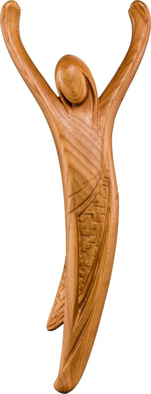 crocifisso cristo della gioventù ciliegio - demetz - deur - statua in legno dipinta a mano. altezza pari a 40 cm.