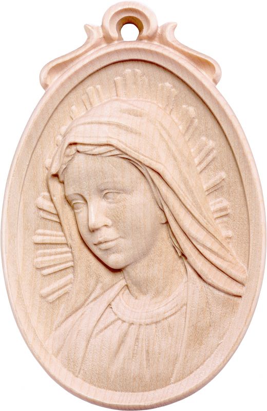 medaglione busto madonna - demetz - deur - statua in legno dipinta a mano. altezza pari a 12 cm.
