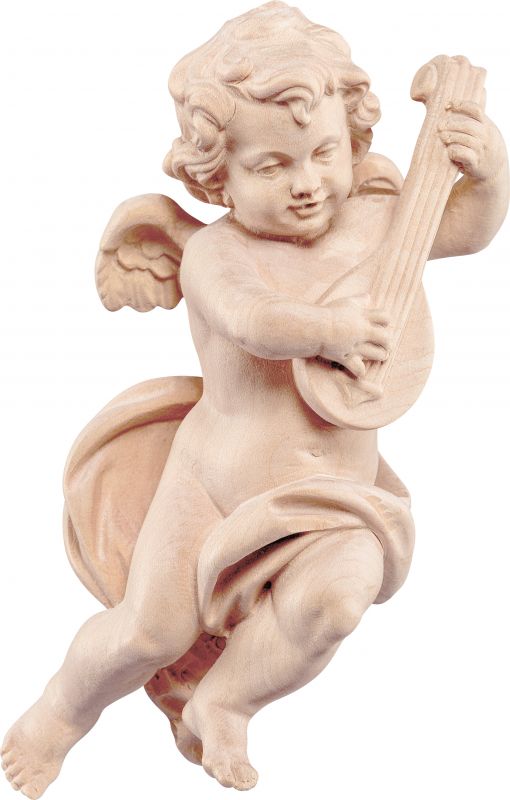 Putto con mandolino - demetz deur statua in legno dipinta a mano altezza  pari 18 cm Angeli