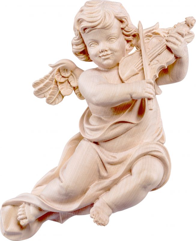 putto mariano con violino - demetz - deur - statua in legno dipinta a mano. altezza pari a 22 cm.
